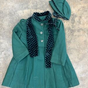 Vintage Forest Green Wool Blend Coat